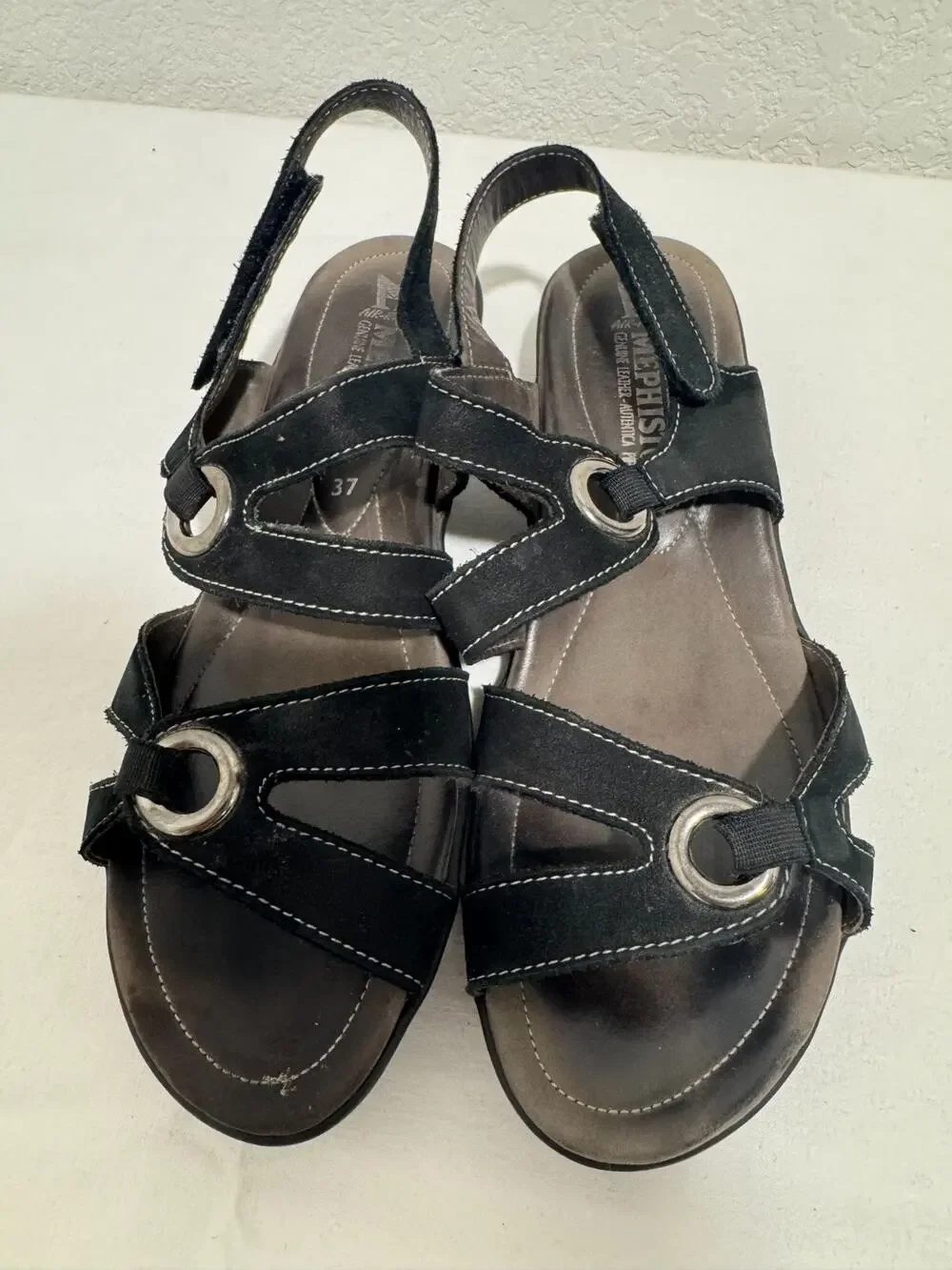 Mephisto Parfolia EU 37 Sandals US 7 Black Suede Leather Strappy Comfort Luxe